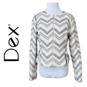 DEX Collarless Zip Up Patterned Blazer - Size Medium